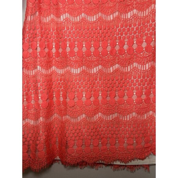 Eliza J. Nordstrom Women's Coral Orange Lace Shift Dress Size 14 3/4 Sleeve - Picture 2 of 8